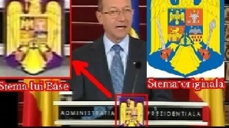 Basescu ilegal: Dat in judecata pentru ca a schimbat culoarea albastra a fundalului pe stema nationala in violet