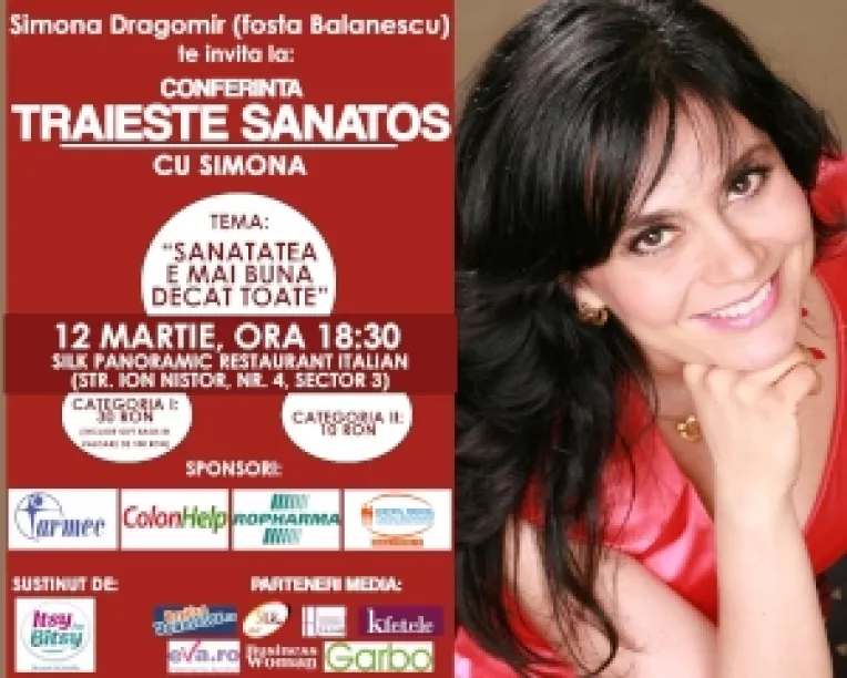 Simona Dragomir (fosta Balanescu) te invita sa inveti sa traiesti sanatos!