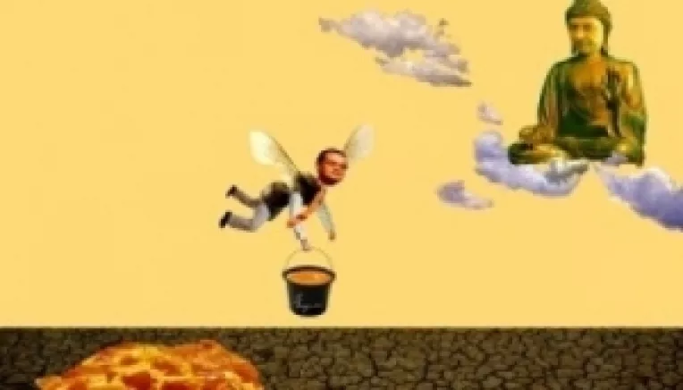 Tablou: Albinuta-Boc duce galeata cu miere la Buddha-Basescu