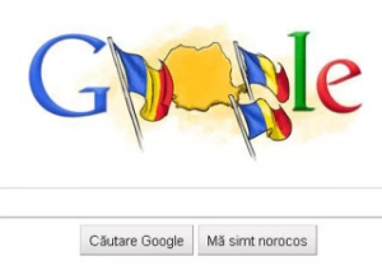 Ziua Nationala a Romaniei: Google are un logo special in care harta Romaniei este de culoare cafeniu-portocalie